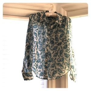 Love Tree Floral Paisley Print Sheer Blouse